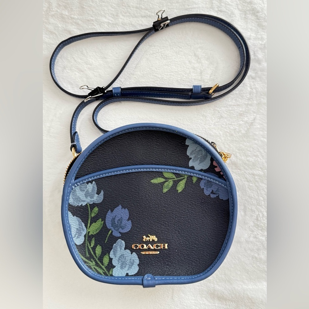 Coach Canteen Crossbody Bag With Painted Peony Print Gold Hardware